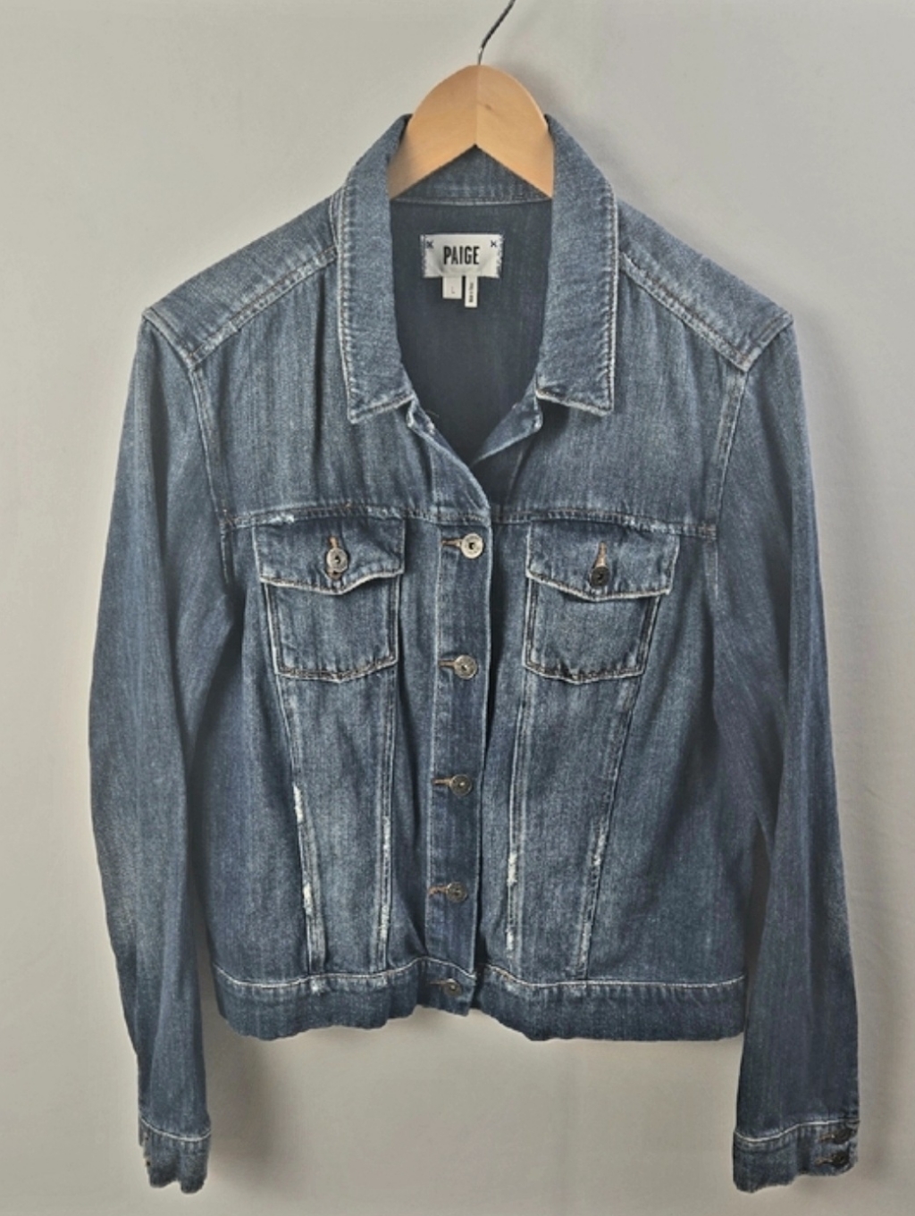 Paige Rowan Denim Jacket - Bellisimo Blue Sz L Casual Streetwear Euro Boho